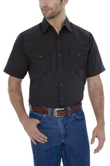 Ely Cattleman Mens S/S Black Solid Snap Shirt - Ely Cattleman