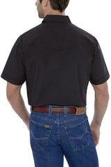 Ely Cattleman Mens S/S Black Solid Snap Shirt - Ely Cattleman