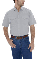 ely cattleman gray short sleeve solid western shirt - Flyclothing LLC