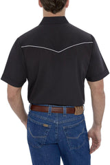 Ely Cattleman Mens S/S Black W/ White Piping Snap Shirt - Ely Cattleman