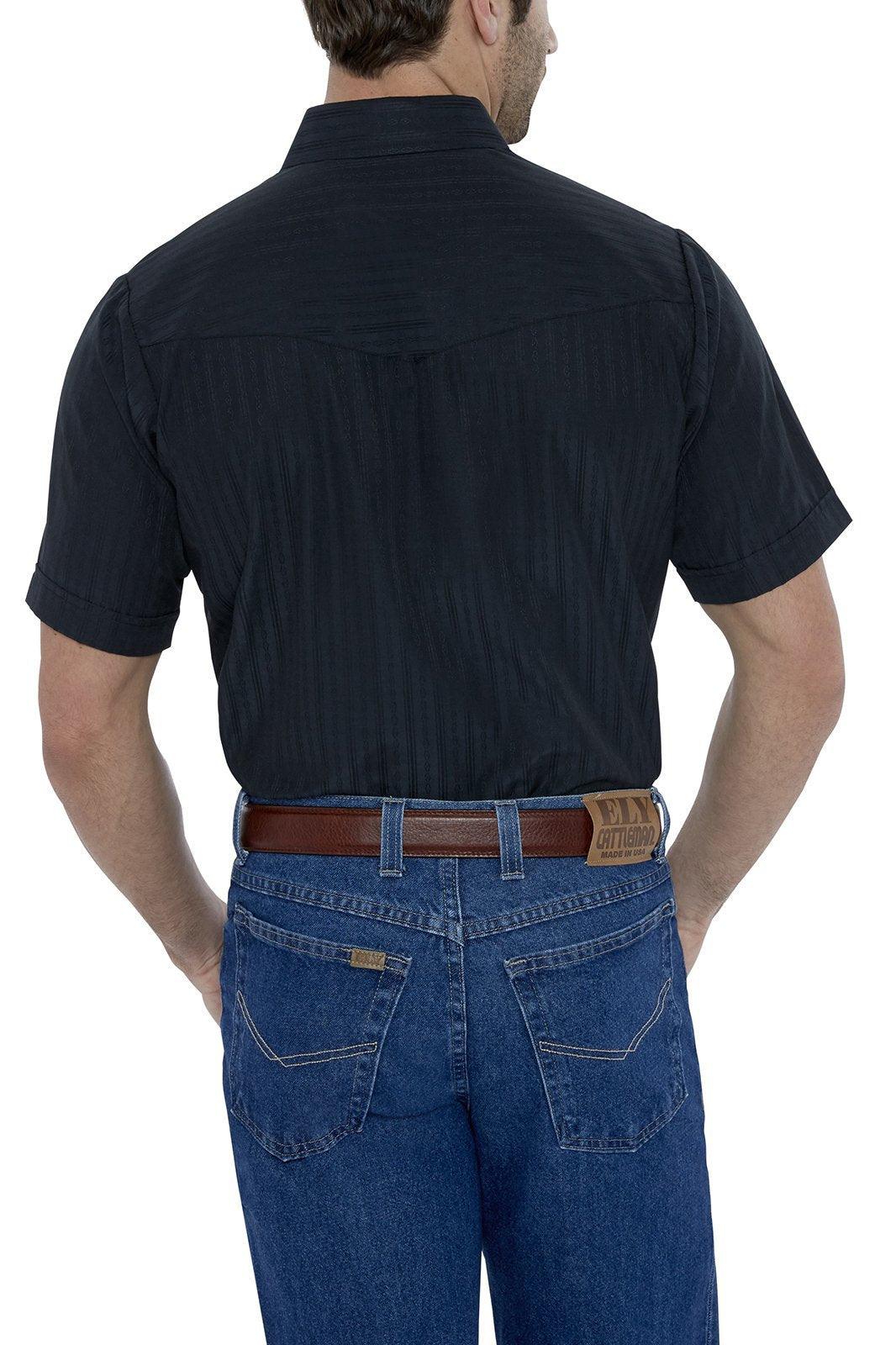 Ely Cattleman Mens S/S Black Tone On Tone Snap Shirt - Flyclothing LLC