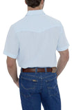 Ely Cattleman Mens S/S Blue Tone On Tone Snap Shirt - Ely Cattleman