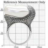 Alamode High polished (no plating) Stainless Steel Ring with Synthetic Synthetic Stone in White - Alamode - Flyclothing LLC
