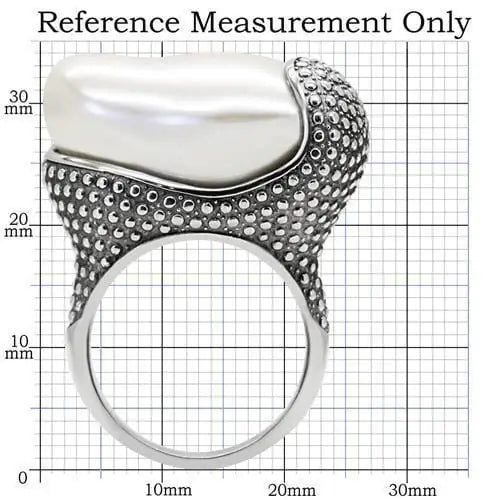 Alamode High polished (no plating) Stainless Steel Ring with Synthetic Synthetic Stone in White - Alamode - Flyclothing LLC