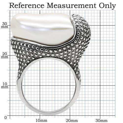 Alamode High polished (no plating) Stainless Steel Ring with Synthetic Synthetic Stone in White - Alamode - Flyclothing LLC
