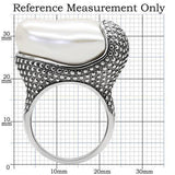 Alamode High polished (no plating) Stainless Steel Ring with Synthetic Synthetic Stone in White - Alamode