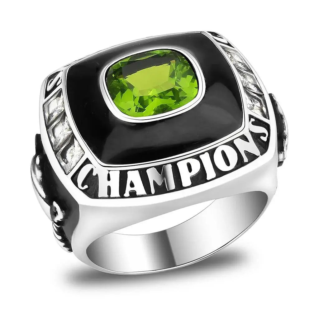High polished (no plating) Stainless Steel Ring with Synthetic Spinel in Montana - Alamode - Flyclothing LLC