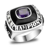 High polished (no plating) Stainless Steel Ring with Synthetic Spinel in Montana - Alamode - Flyclothing LLC