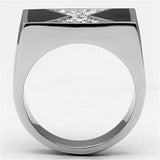 Alamode High polished (no plating) Stainless Steel Ring with Top Grade Crystal in Clear - Alamode